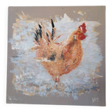 Charming Red Hen Painting