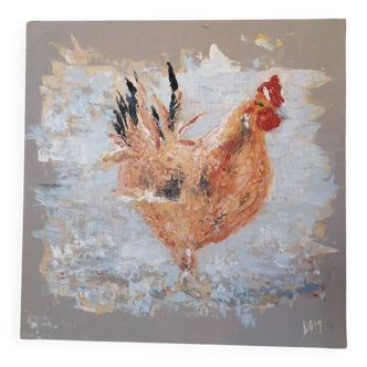 Charming Red Hen Painting