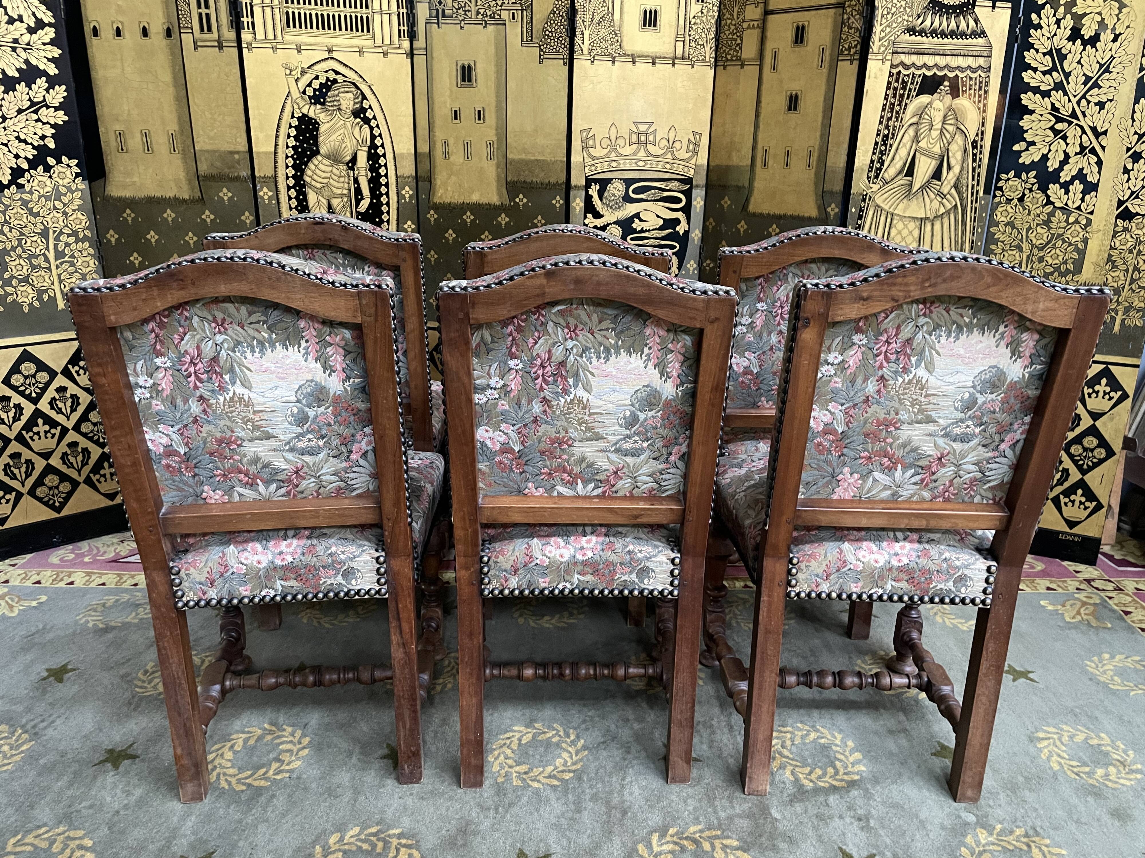 Suite of 6 Louis XIII style chairs