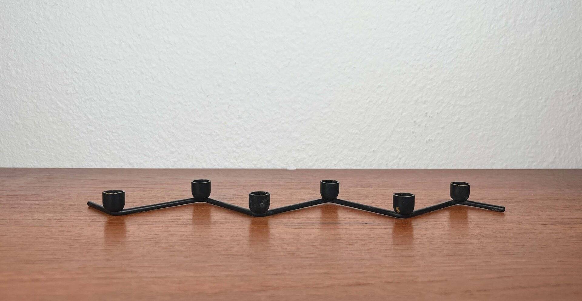 Mid-century Danish minimalist metal candlestick from the 1960s.