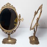 Pair of brass table mirror  28x39cm