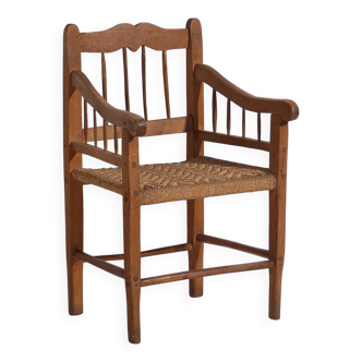 Fauteuil ancien en bois massif (c.1940) #4