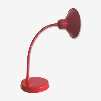 Vintage modernist red metal goose neck desk lamp