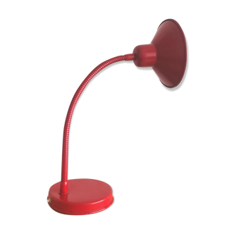 Vintage modernist red metal goose neck desk lamp