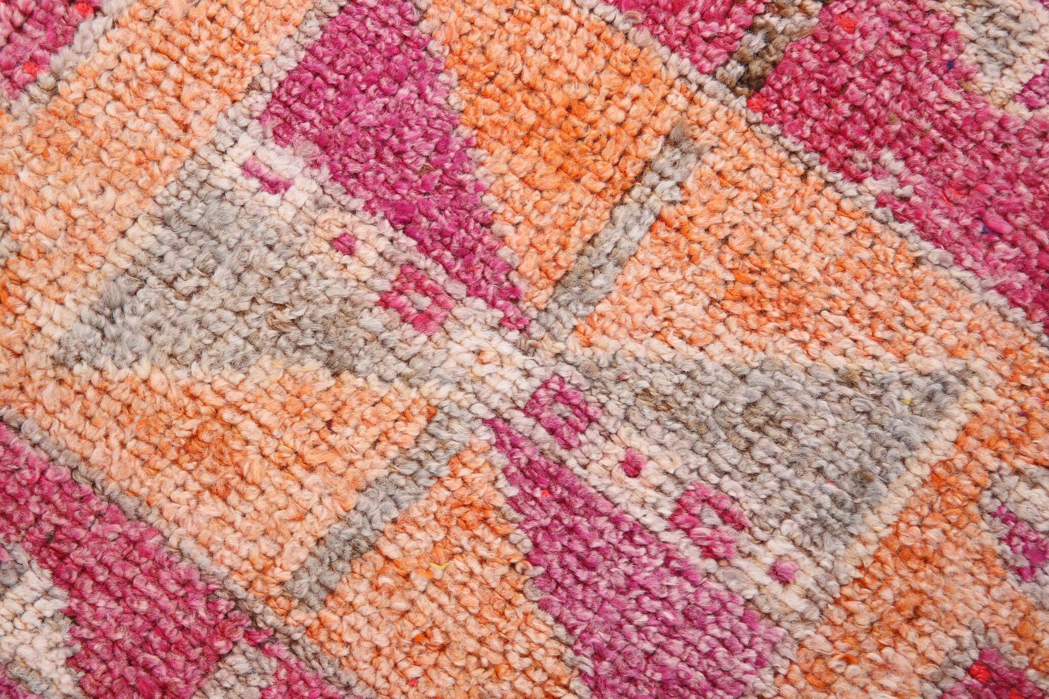 Raspberry Pink Tribal Vintage Runner Rug, Turkish Hallway Carpet,102x322 Cm