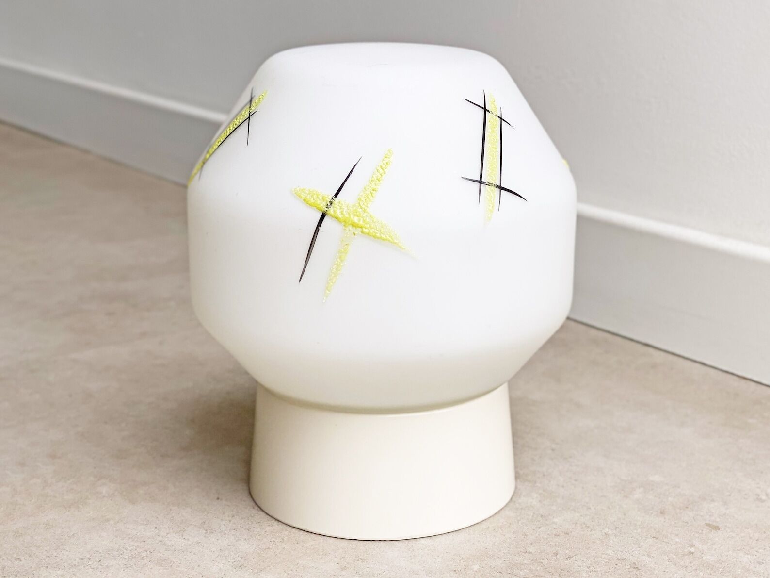 Mid Century milk glass flush mount ceiling lamp