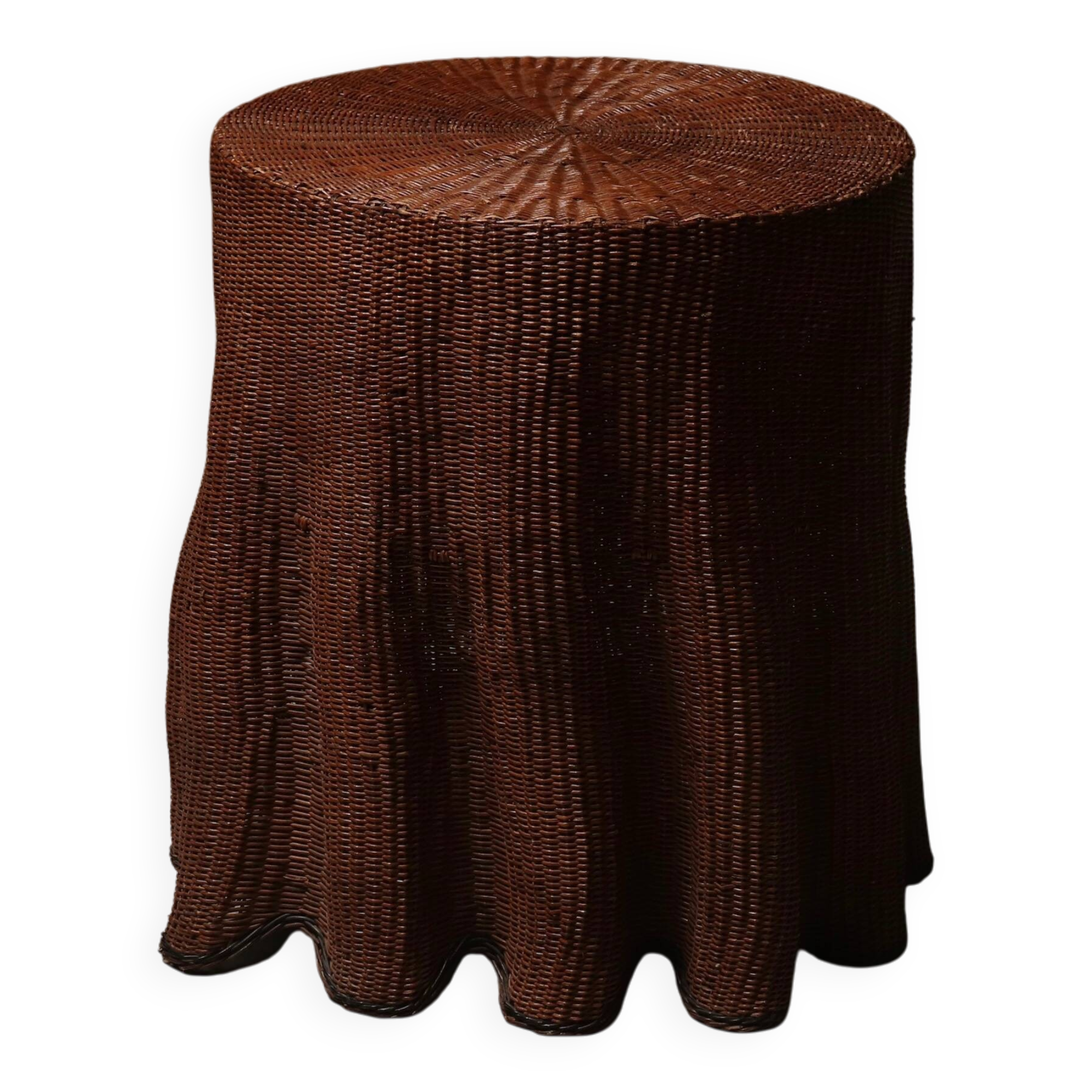 Wicker Ghost Drapery Side Table or Stand 1970s