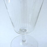 Suite of six art-deco glasses with red wine in modernist shape in cut crystal