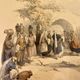 Old lithograph Fountain of the Virgin, Nazareth after David Roberts 20th century