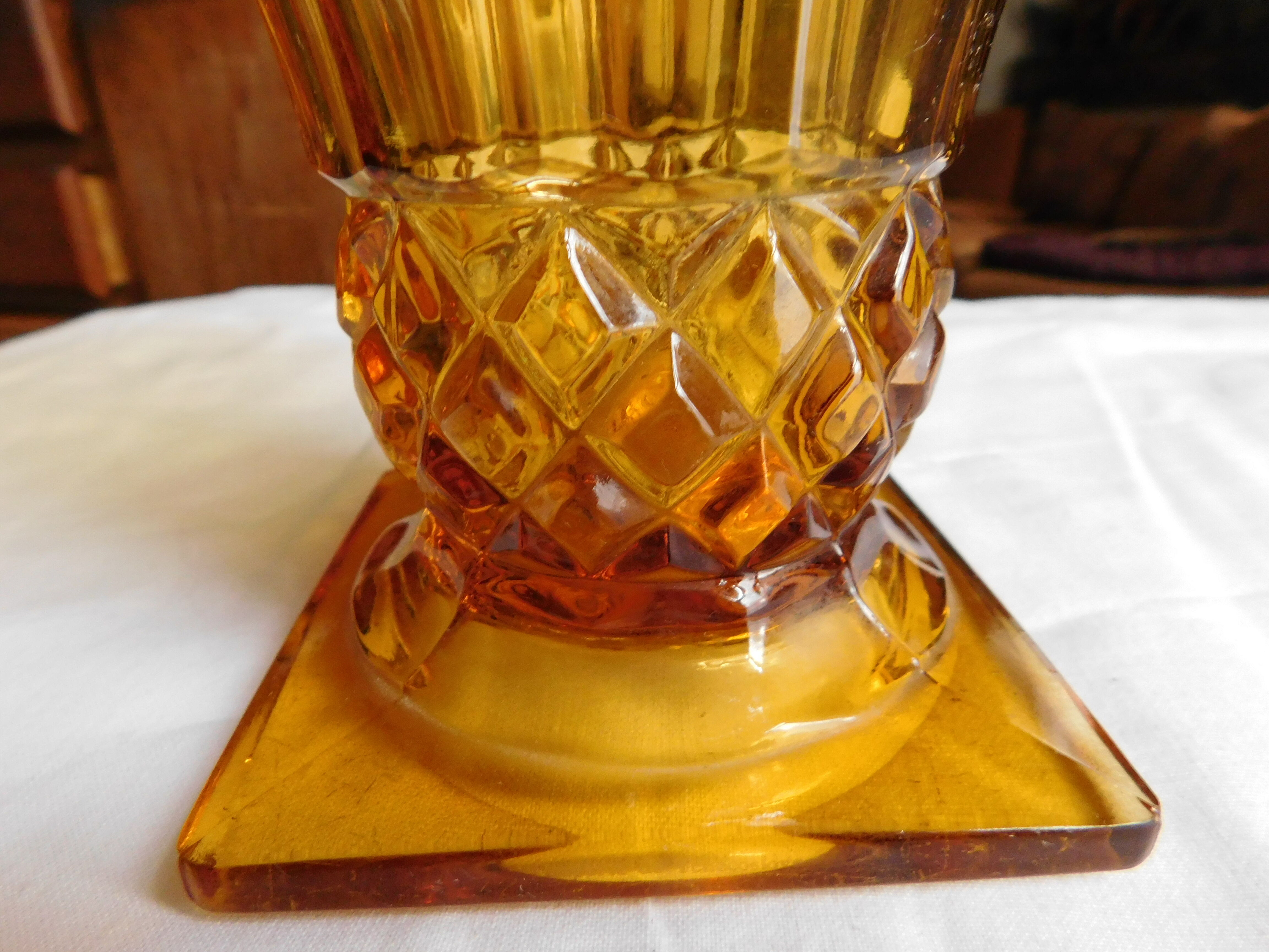 Old 50 years amber tulip vase