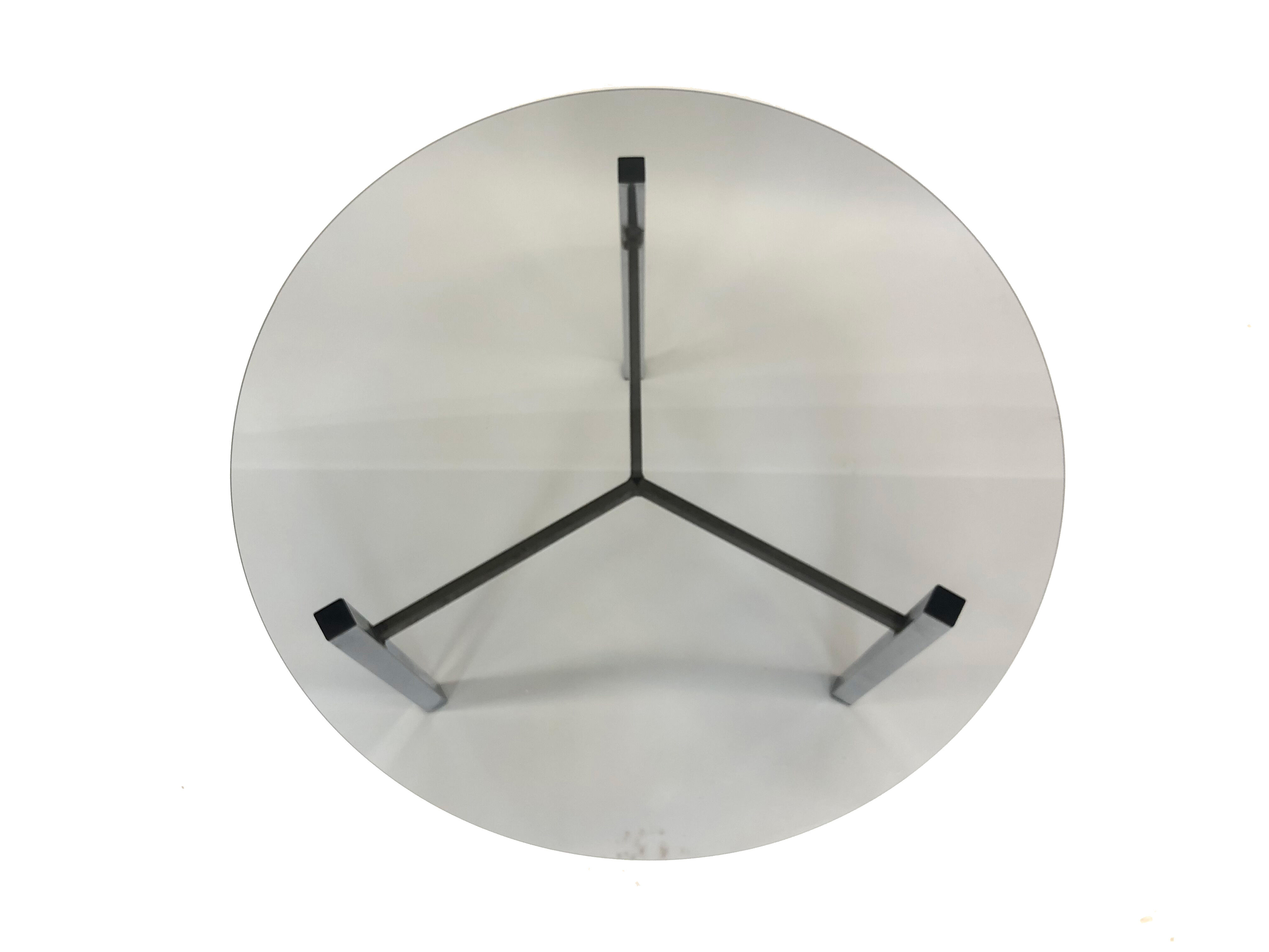 Minimalist vintage coffee table in chrome glass 1970