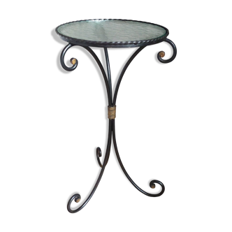 Vintage wrought-iron pedestal table 50s