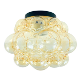 Plafonnier ou lampe à encastrer en verre à bulles ambré par Helena Tynell pour Limburg, Allemagne, années 1960