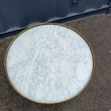 Table basse bouillotte ancienne plateau marbre style louis xvi