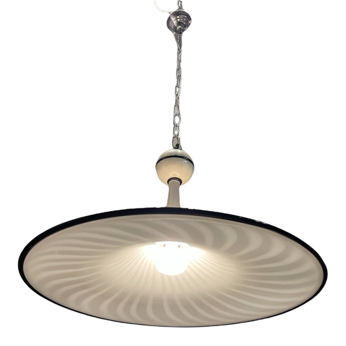 Italian black & white murano glass light pendant