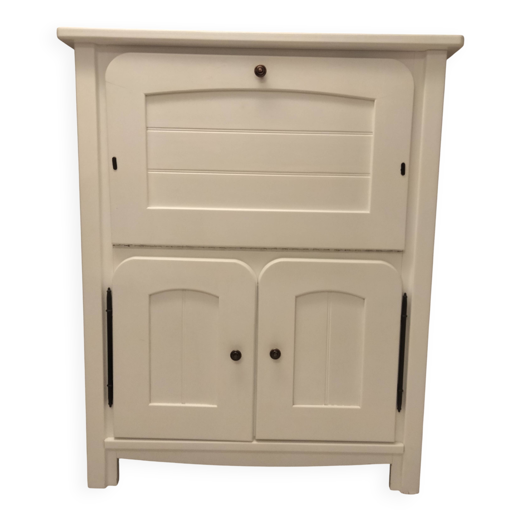 Secretary desk in solid wood, repainted matte white