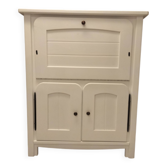 Secretary desk in solid wood, repainted matte white