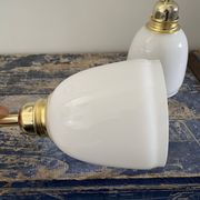Pair of vintage white opaline sconces restored