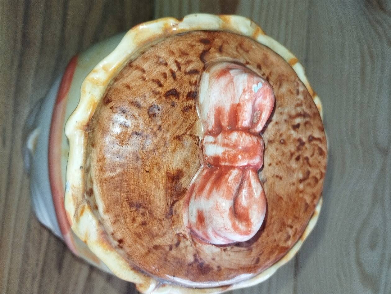 Vintage garlic pot in ceramic majolica – 1950s