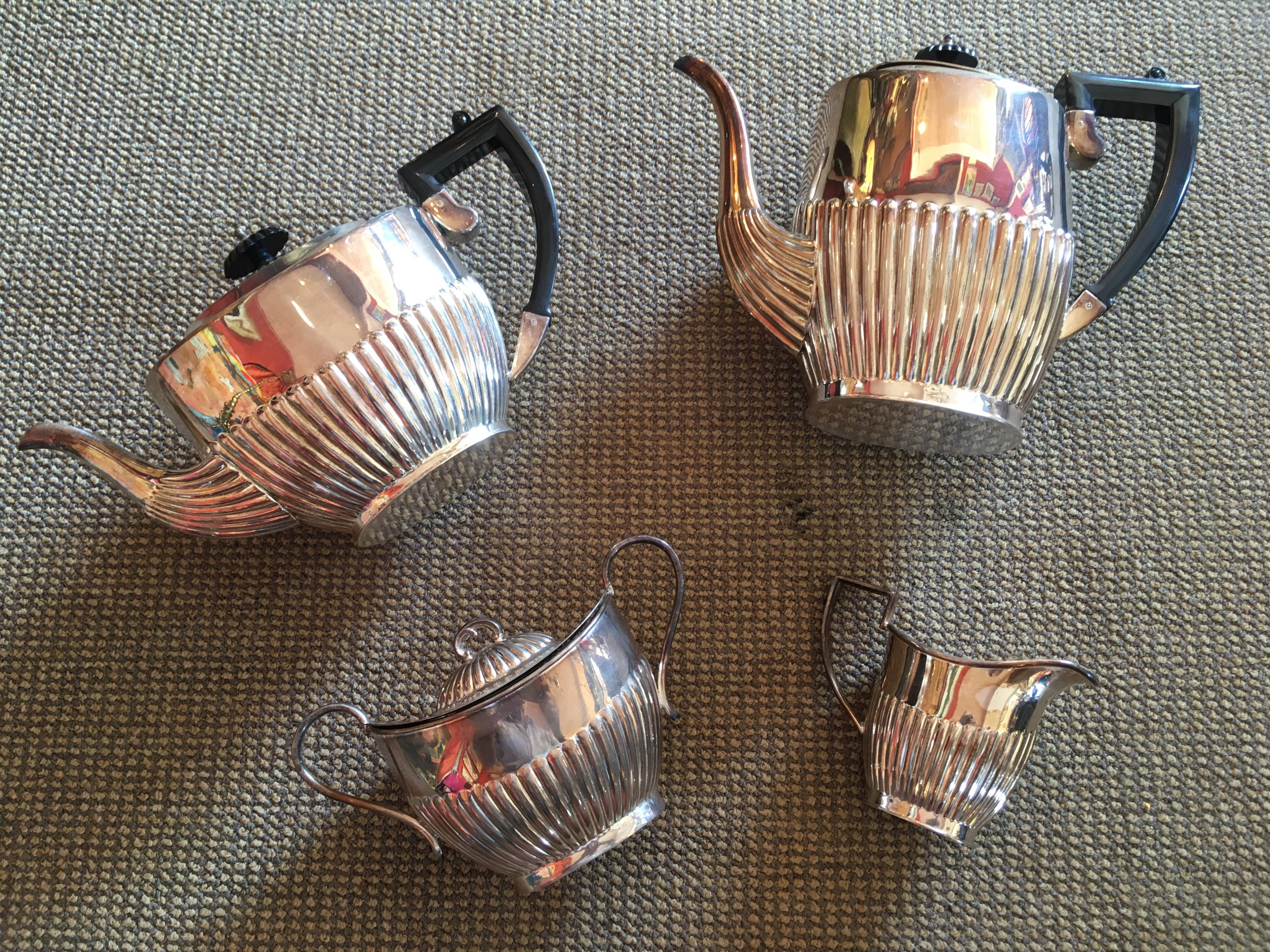 Silver metal tea and coffee set