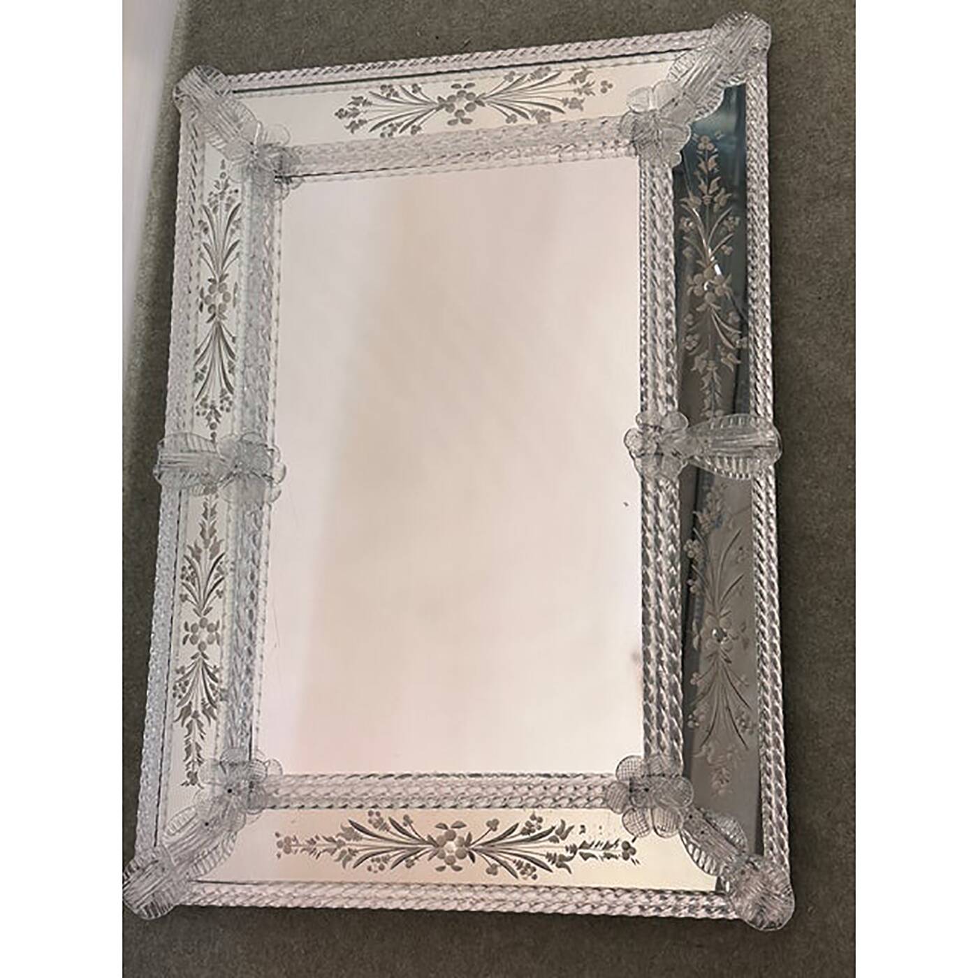Venetian Transparent Hand-Carved Glass Wall Mirror