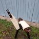 Tripod chair/stool in wood and goatskin