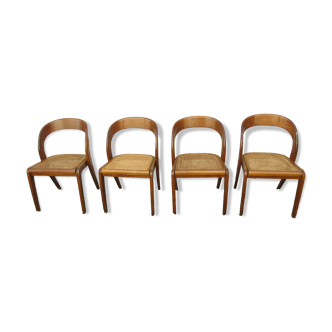 4 caned chairs, Gondola model, from Baumann, 1970s