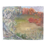 Vintage landscape painting from the 70s