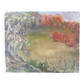 Tableau vintage paysage années 70