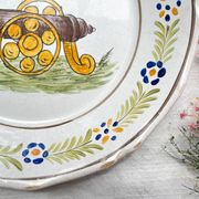 Antique French Earthenware Plate Revolutionary Rooster "I sing for freedom 1791" Nevers 19th century