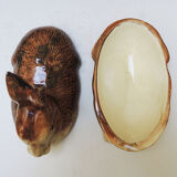 Ancient zoomorphic ceramic terrine rabbit