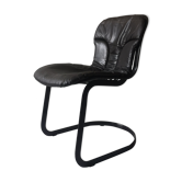 Chaise en métal noir et cuir cidue, italie 1970