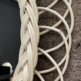 Rattan entrance set with mirror and 2 coat hooks.