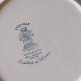 Flat french antique faience of Lunéville China Keller & Guerin 1889 "Chaillot of Vercor" décor of flowers
