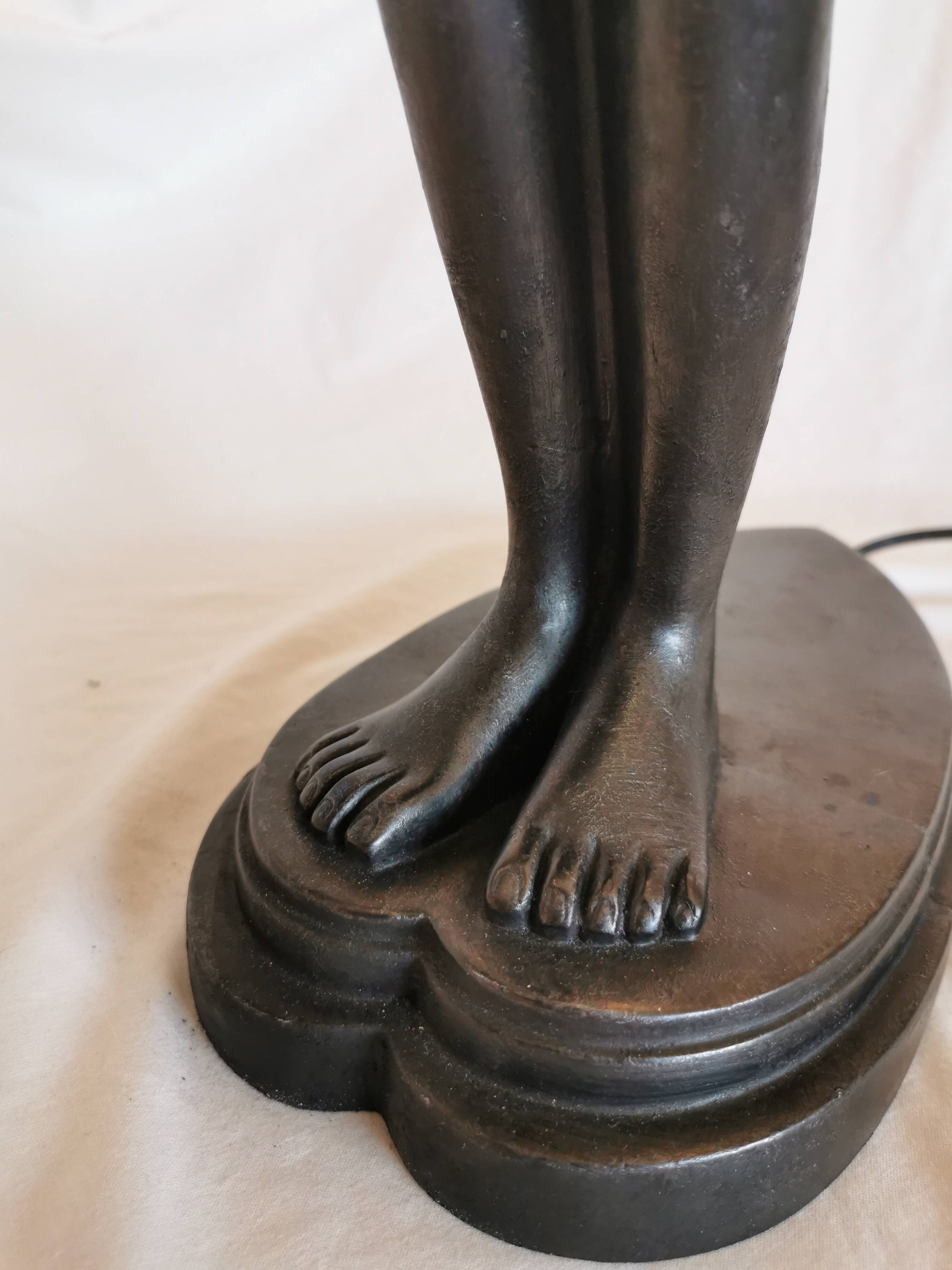 Large lamp, woman with ball, yoga, art deco style, 1980