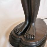 Large lamp, woman with ball, yoga, art deco style, 1980