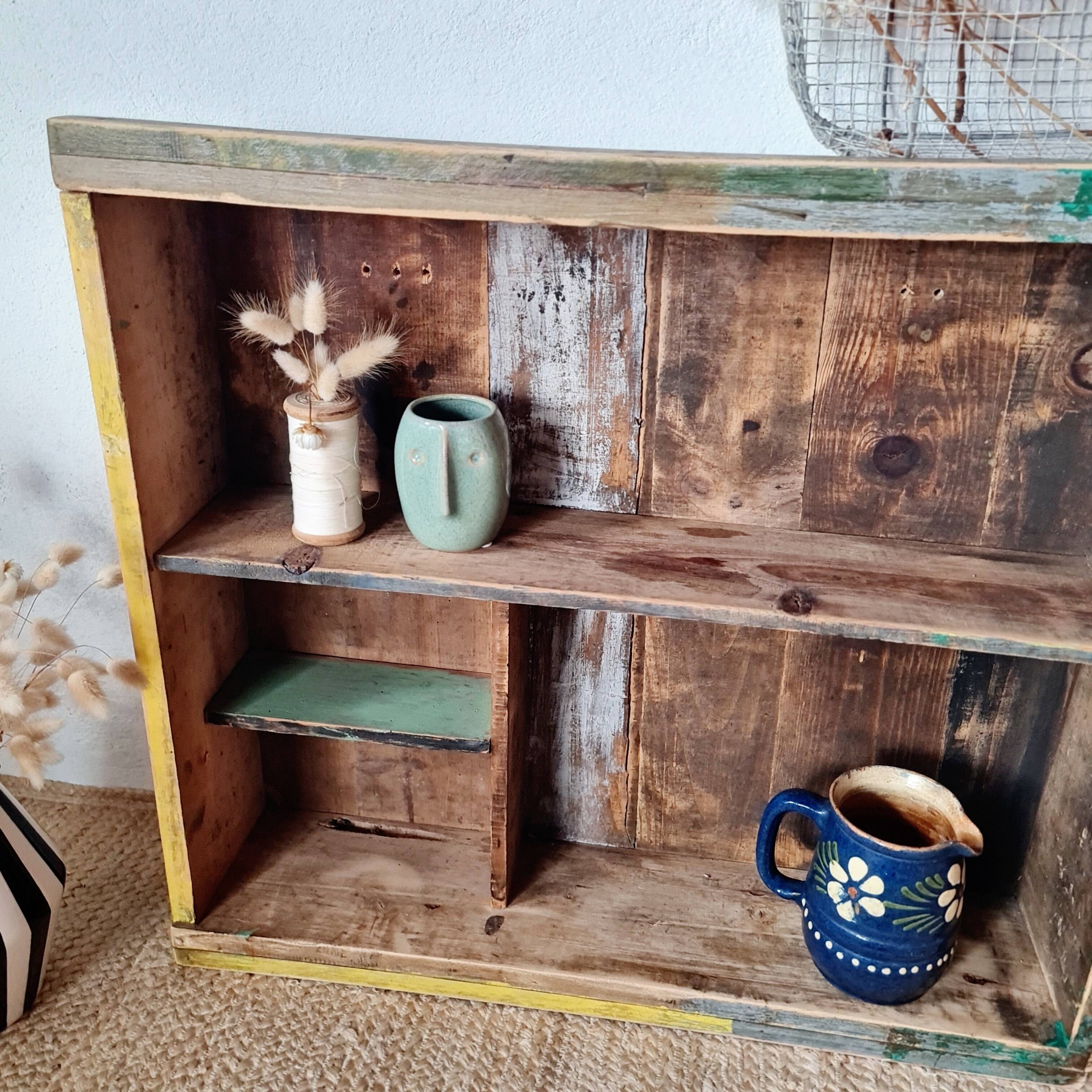 Wooden wall shelf - cubbies