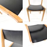 Chaise empilable vintage design danois en bois noir style scandinave Mid-Ce