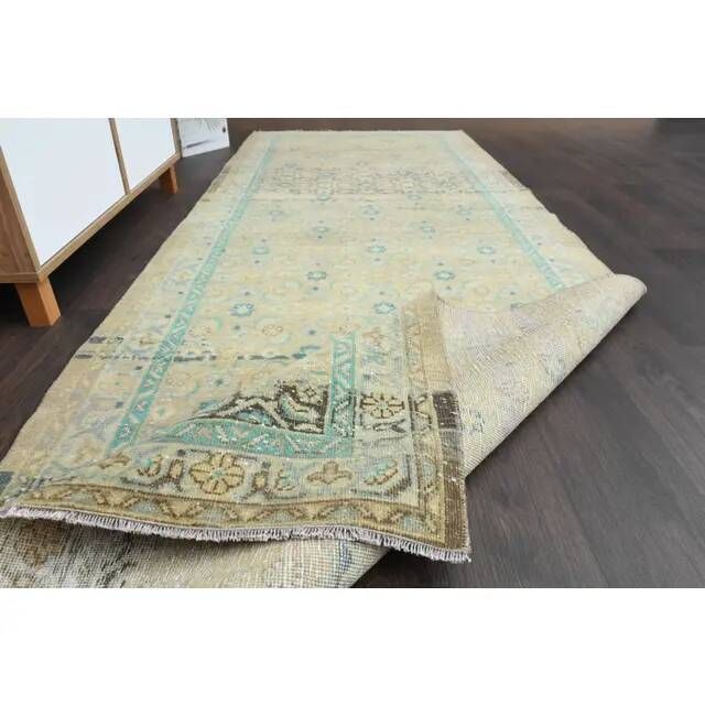 Vintage Turkish Oushak Handmade Wool Cotton Orange Runner Rug 108x294