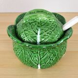 Vintage Ceramic Bordallo Pinheiro Cabbage Tureen Bowl, Portugal 60s