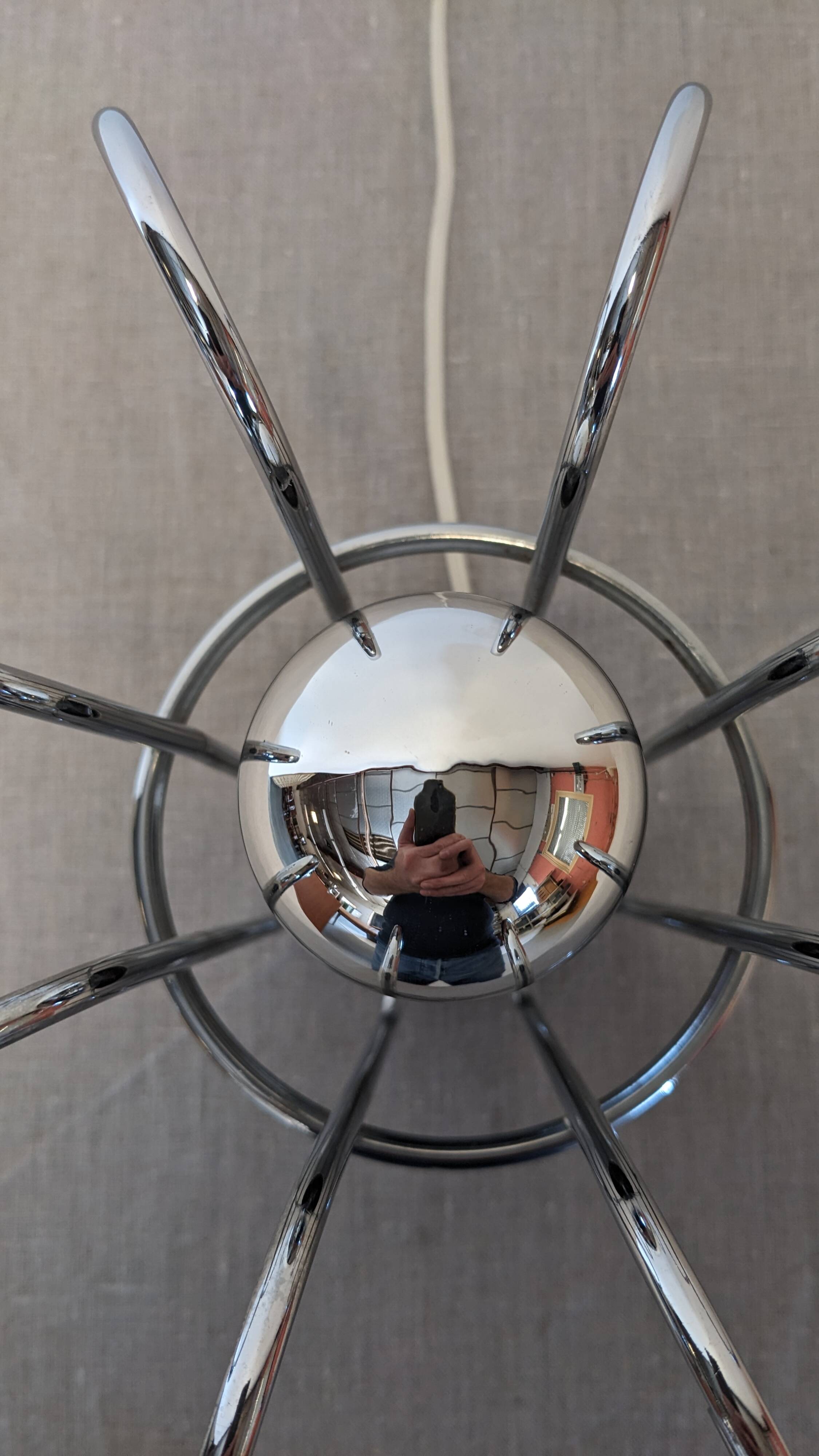 Modernist Space Age lamp in chrome metal from the 60s/70s