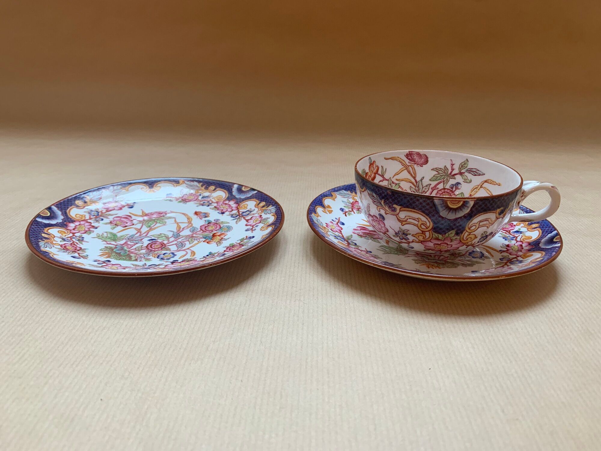 1 cup and two Sarreguemines porcelain saucers