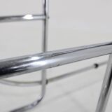 Etagere Bauhaus chromée des années 1930 avec verre Opaxy, Tchécoslovaquie
