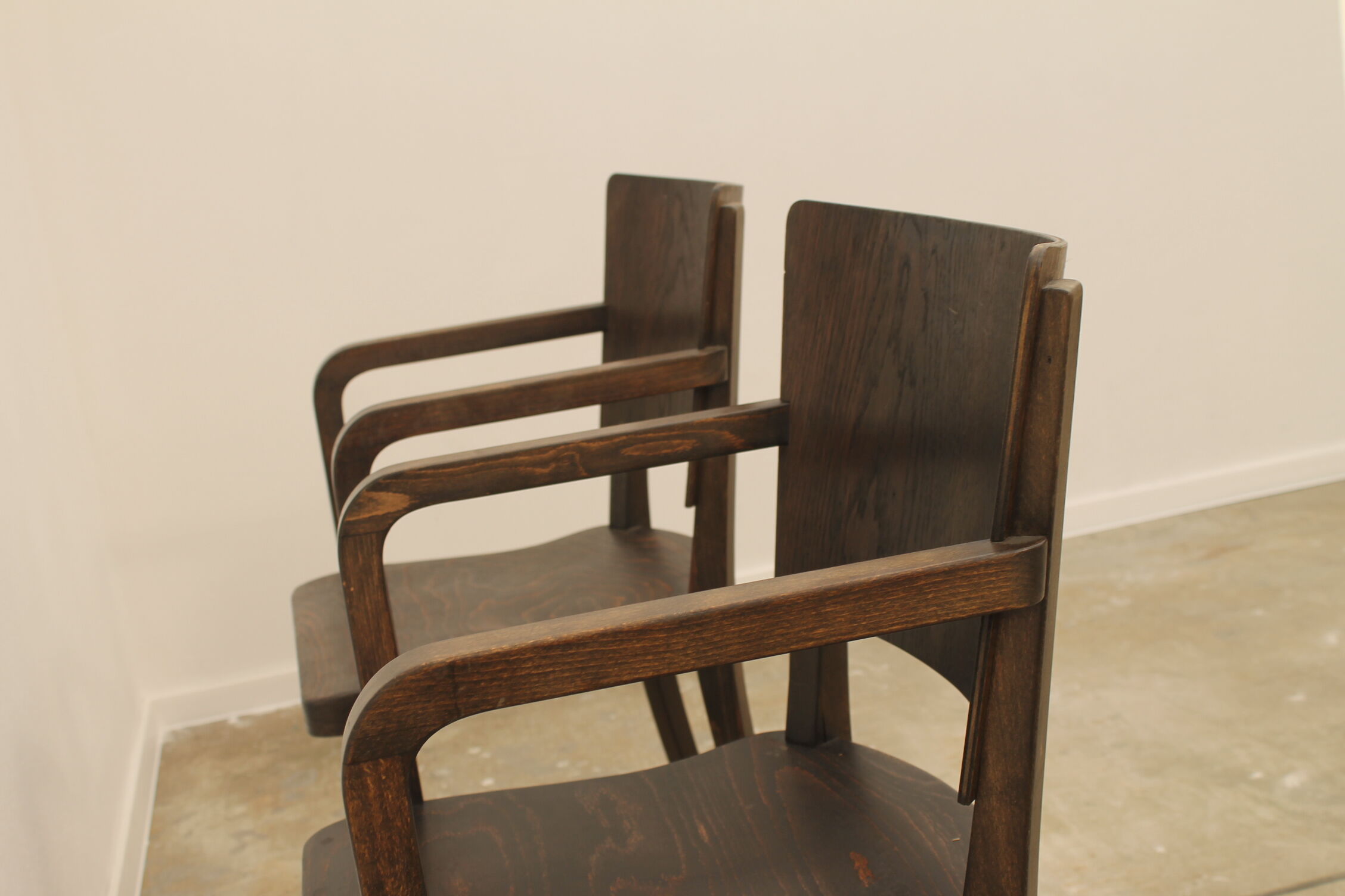 Bentwood writing desk armchairs, 1950s, Czechoslovakia