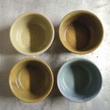Set of 4 ramekins in semi-glazed sandstone, signed