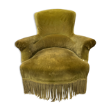 Khaki green velvet toad armchair