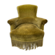 Khaki green velvet toad armchair