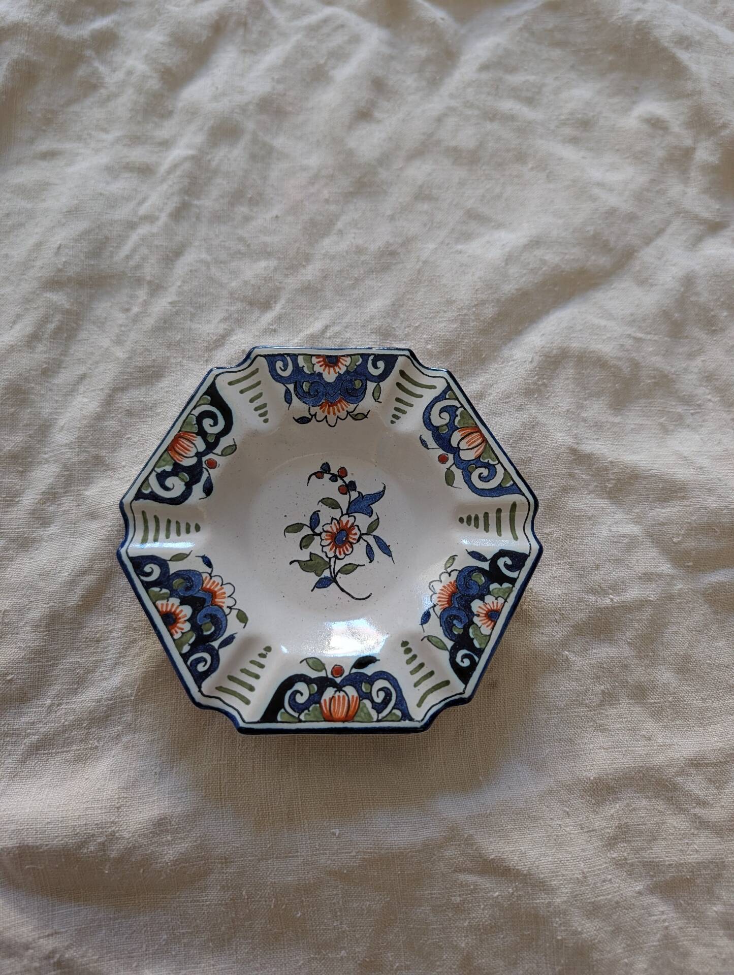 Hand-painted faience catchall from Vieux Rouen – 1950s