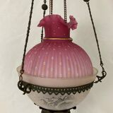 Hanging lamp Napoleon III frosted glass and enamelled glass