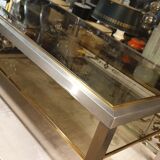 Rectangular glass and metal coffee table